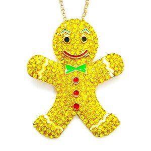 Yellow GINGERBREAD Man Pendant Necklace